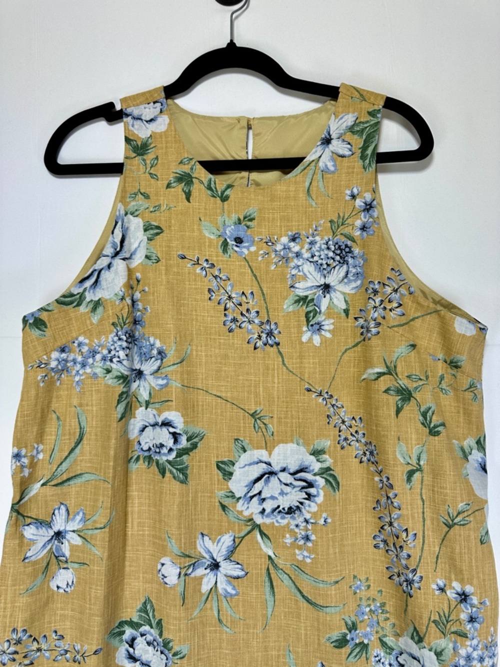 RW&CO Linen Blend Shift Dress Yellow Floral Sleeveless Pocket Size XL - Picture 2 of 9